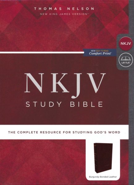 NKJV Study Bible, Bonded Leather, Burgundy, Comfort Print