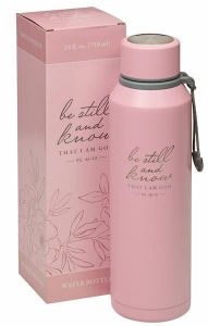 WaterBottle: Stainless Steel-Be Still & Know, Pink, FLS080