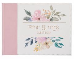 Guest book-Wedding Faux Leather Mr & Mrs Pink Floral GST42