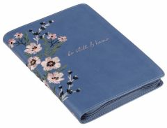 Journal: FauxLeather/Zippered-Be Still & Know, Embroidered Blue, JL642