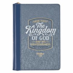 Journal: Fauxleather with Zipped-Kingdom of God Two-toned Blue JL673