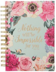 Journal, Wirebound: Nothing Will Be Impossible, Pink Floral, JLW128