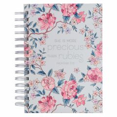 Journal: Wirebound-More Precious Than Rubies, Pink Floral, JLW160