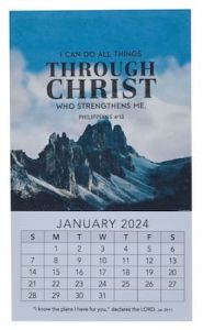 Mini Magnetic Calendar 2024-Through Christ, Mountain, MMC354