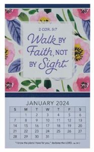 Mini Magnetic Calendar 2024-Walk by Faith, MMC356