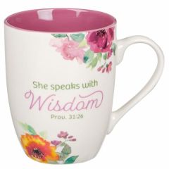 Mug: Ceramic-She Speaks Wisdom Pink Floral MUG1054
