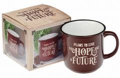 Mug: Ceramic Camp-Style - Plans for Hope & A Future, Burgundy, MUG856