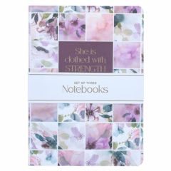 Notebook Set of 3-Strength and Dignity Purple Floral NBS076