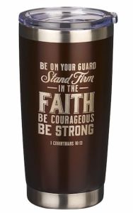 Mug: Stainless Steel-Stand Firm In Faith, Brown, SMUG240