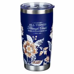 Mug: Stainless Steel-I Can Do All Things NavyFloral SMUG268