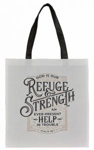 Tote Bag: Refuge & Strength, Black White, TOT150