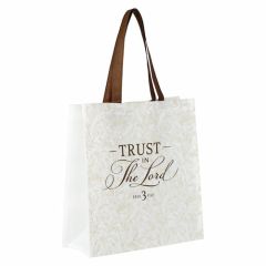 Tote Bag:Trust in the LORD Floral White TOT161