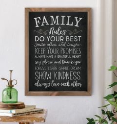 Framed Art: Family Rules Do Your Best, Smile Often, VFR0368