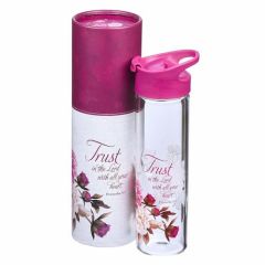WaterBottle: Glass Trust in the LORD Plum WBT136