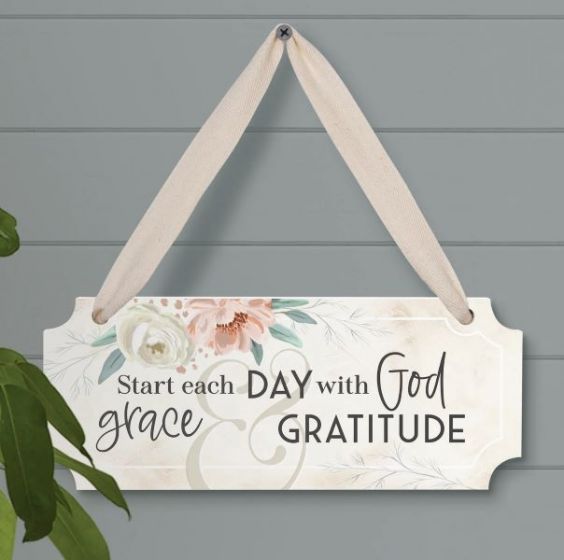 Ornate Hanging Sign-Start Each Day with God, SAH0058